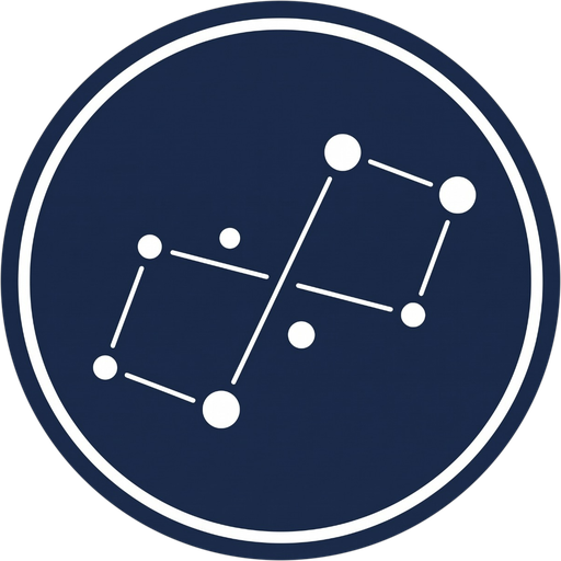 Ontinity logo: a navy circle with a white constellation